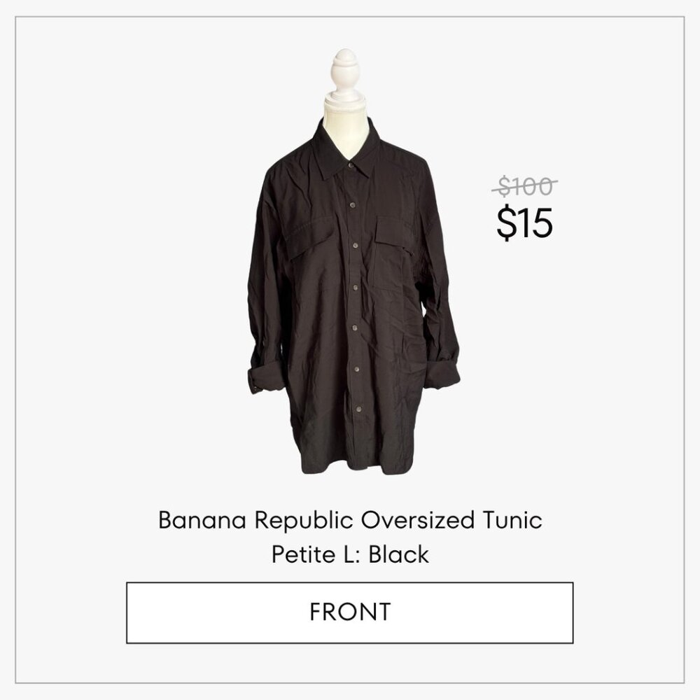 Banana Republic Oversized Tunic Petite L: Black